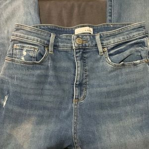 Loft Womens Curvy High Waist Skinny light distress medium wash Jeans Size 8-29